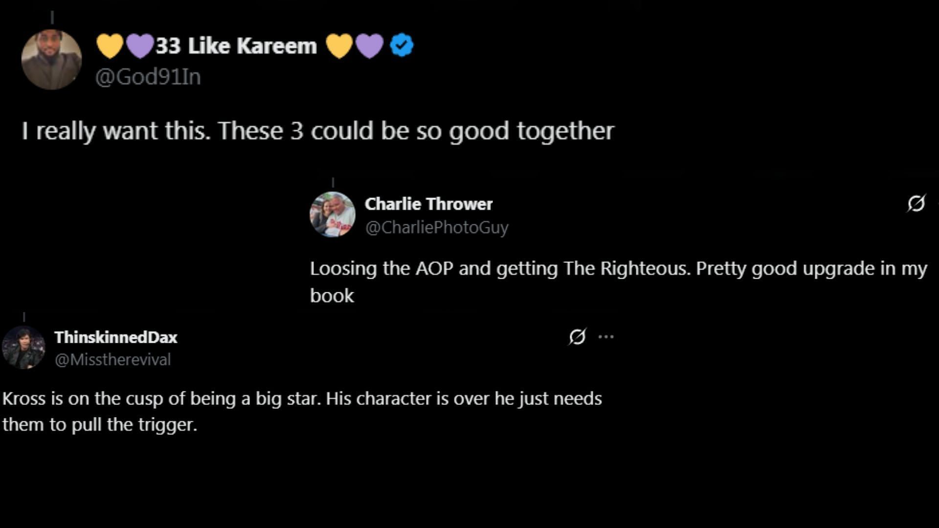 Fans react to Kross' video on X. (Images via ChanMan's X)